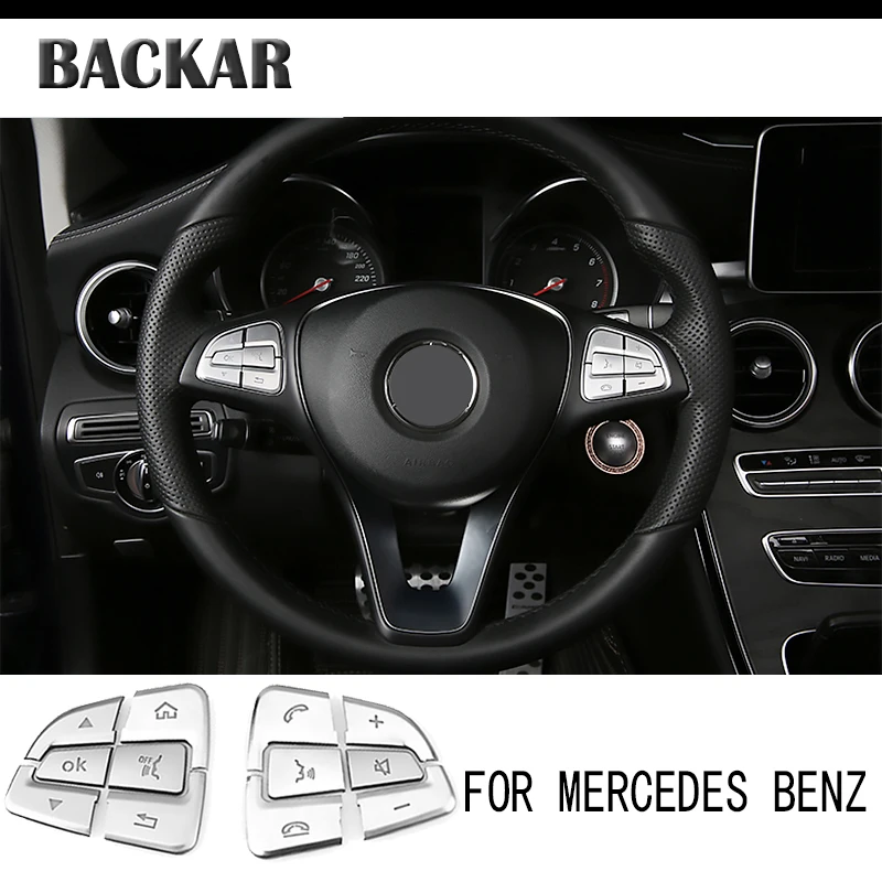 

Backar Car Styling Steering Wheel Button Covers Stickers For Mercedes W205 W246 X253 A B C CLA GLA GLE GLC Class Accessories