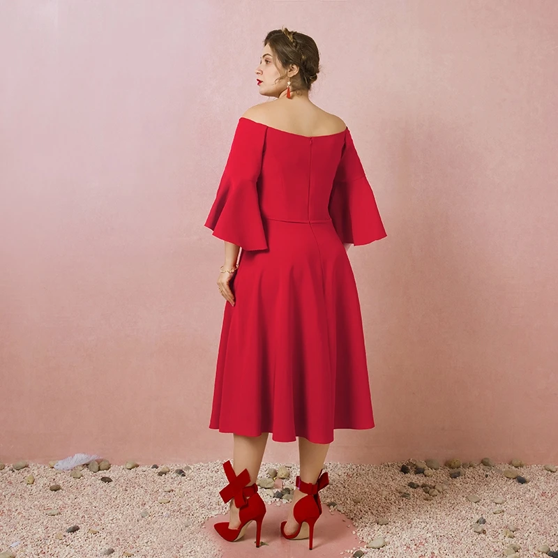 JANCEMBER Plus Size Evening Dresses Horn Short Sleeve A-Line Boat Neck Bow Belt Zipper Back Simple evening dresses long 2019 JANCEMBER Plus Size Evening Dresses Horn Short Sleeve A-Line Boat Neck Bow Belt Zipper Back Simple evening dresses long 2019
