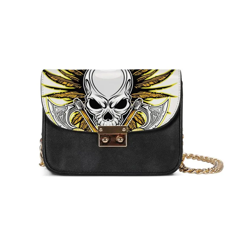

Brand Sling Bags Women Fashion Luxury PU Leather Skull 3D Printing Chain Shoulder Bags Ladies Party Evening Small Messenger Bag