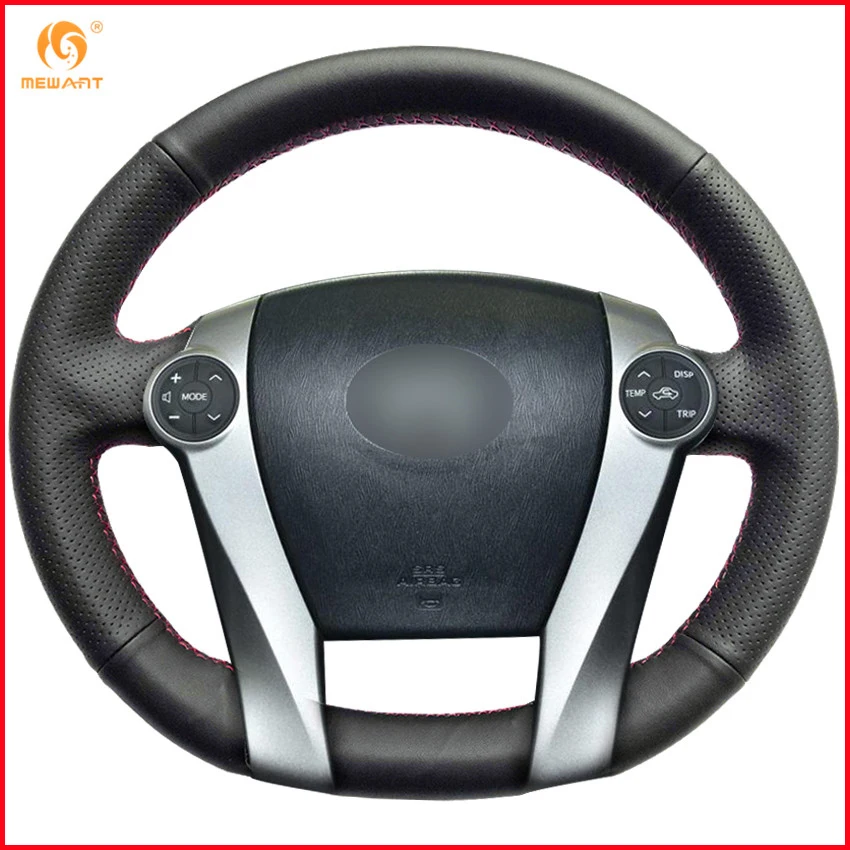 

MEWANT Black Genuine Leather Car Steering Wheel Covers for Toyota Prius 2010-2015 Aqua 2014 2015 Toyota Prius C 2012-2018 Parts