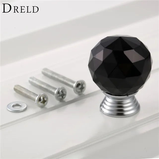 Special Price DRELD 1Pcs 30mm Black Diamond Crystal Glass Pull Handle Cabinet Drawer Door Knob Kitchen Furniture Handle with 22/25/30mm Screws Special Price DRELD 1Pcs 30mm Black Diamond Crystal Glass Pull Handle Cabinet Drawer Door Knob Kitchen Furniture Handle with 22/25/30mm Screws