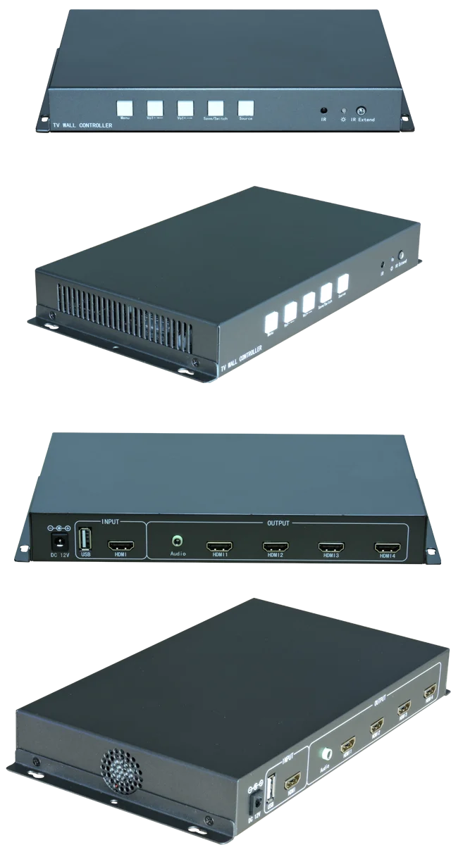 Видеонастенный процессор, видеонастенный контроллер, 2x2 1x3 1x2 2x1 3x1 HDMI VGA USB видео вход