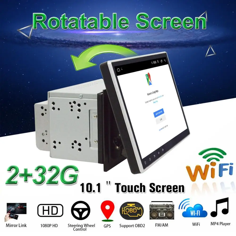 

10.1" Universal 2 DIN Android 8.1 Touch Screen 4CPU + 4GPU Car Stereo Radio GPS Wifi BT DAB Mirror Link OBD