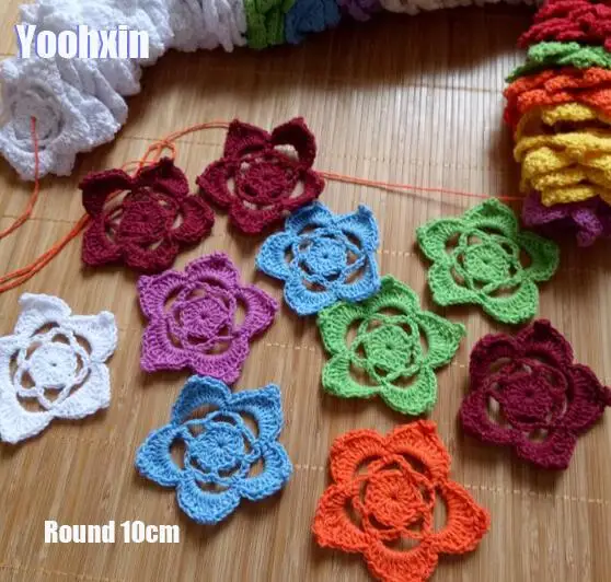 

Handmade Flowers cotton lace crochet Patch Iron On DIY Patches Sewing Applique Badges stripe Sticker clothes guipure decor 5 pcs