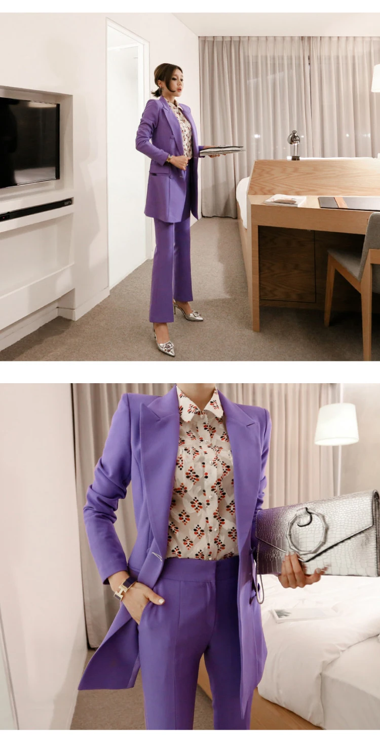 Women's Classy Double Breasted long Slim Suit-Style3