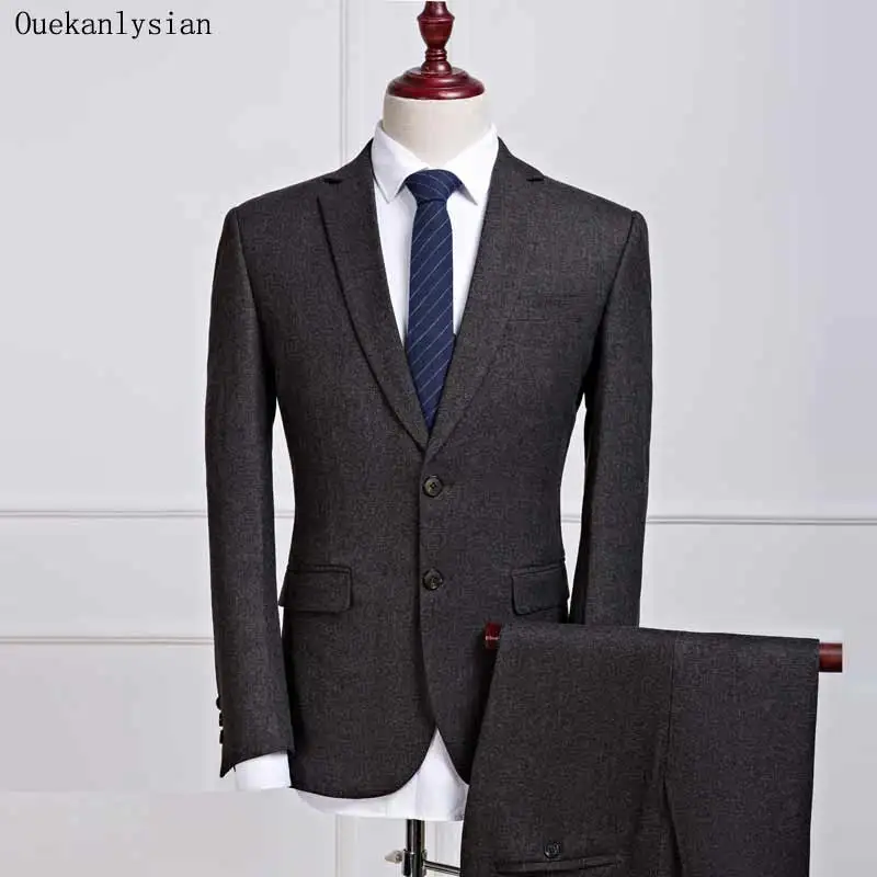 Ouekanlysian ( Blazer Coat + Pant ) Dark Grey Slim Fit