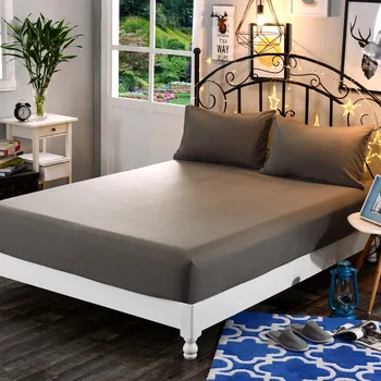 

1pc solid Fitted Sheet Mattress Cover Solid Color Sanding Bedding Linens Bed Sheets With Elastic Band