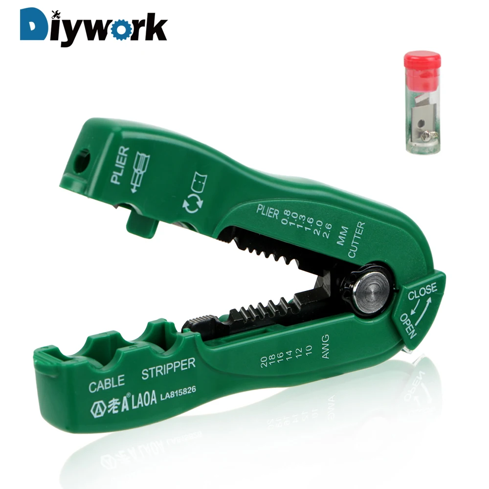 

DIYWORK Wire Stripping Crimp Tool Portable Wire Cutter Cable Stripper Multifunction Hand Tools Suitable 0.8-2.6mm