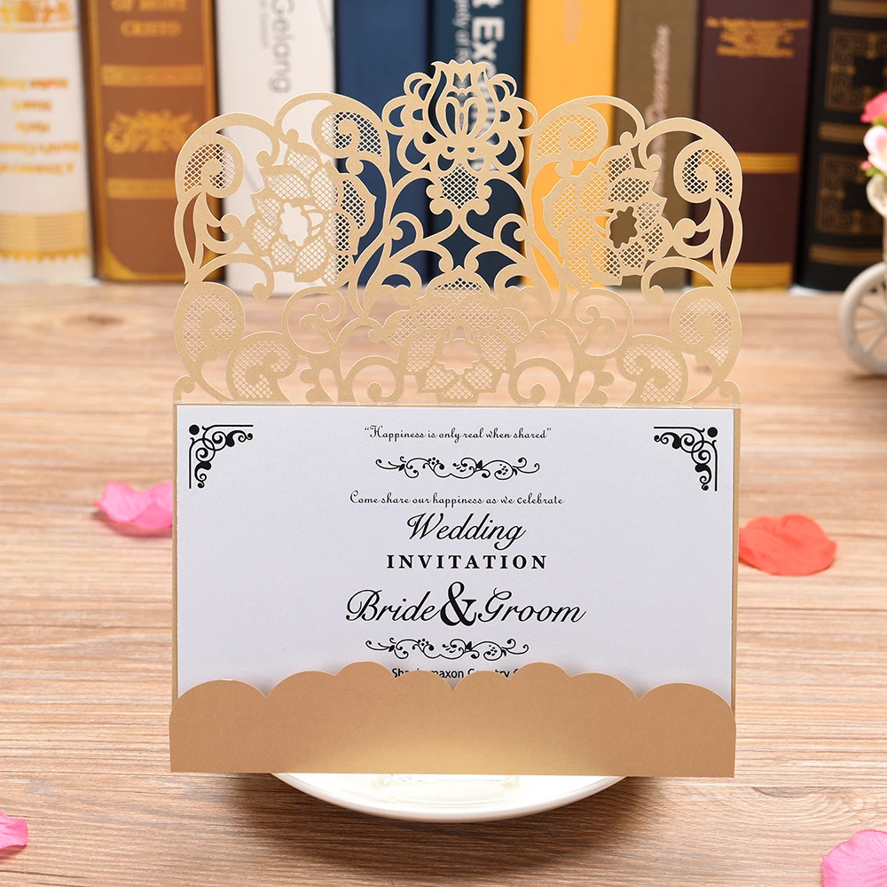  Laser Cut Flower Pattern Invitations Cards for Birthday Baby Shower Wedding invitations rustic 100p - 33051965197