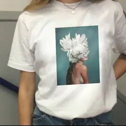 2019 летняя новая эстетическая футболка сексуальная Цветочная печать Harajuku с короткими рукавами футболка модная повседневная женская