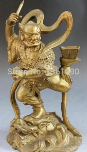 

Fast shipping China Buddhism Bronze BiXie Protection Zhong Kui Buddha ChungKuel Unicorn Statue