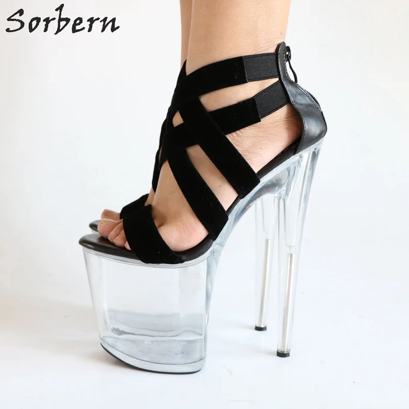 Cruz Zapatos Tacón Sandalias Plataforma Tamaño 12 Correas Mujer Mujeres Black Verano Alto Para Heel 8