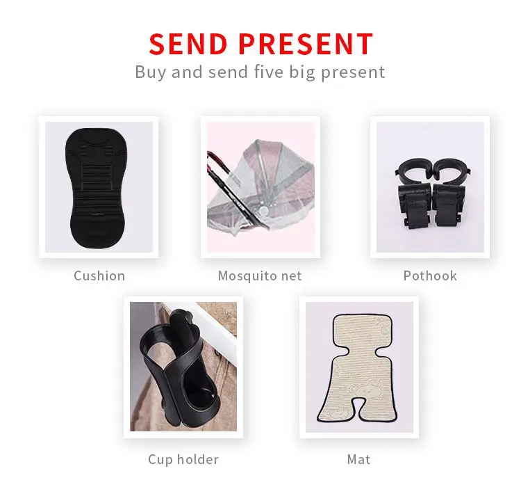 2019 hot sell baby strollers 3 in 1 baby stroller leather newborn baby pram gold black basis Free Ship USA free gifts - Image 4