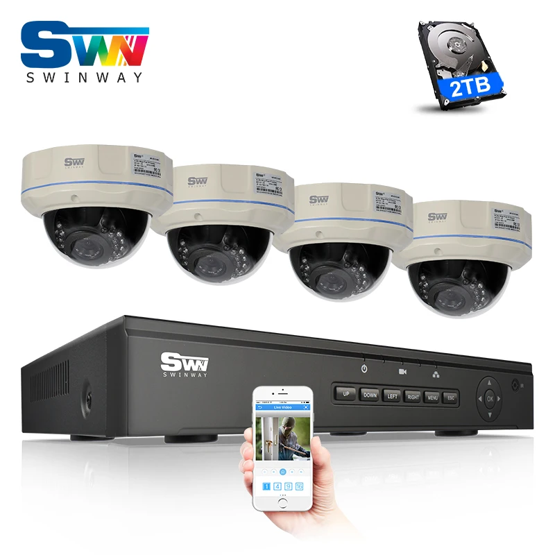 

Plug And Play 4CH P2P Cloud CCTV System Video Surveillance System 2TB HDD Onvif 1080P POE HD Vandalproof Dome IR IP Camera