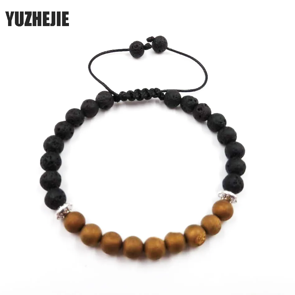 YUZHEJIE 2018 Новое поступление мужские бисерные ювелирные изделия 6 мм лавовый камень