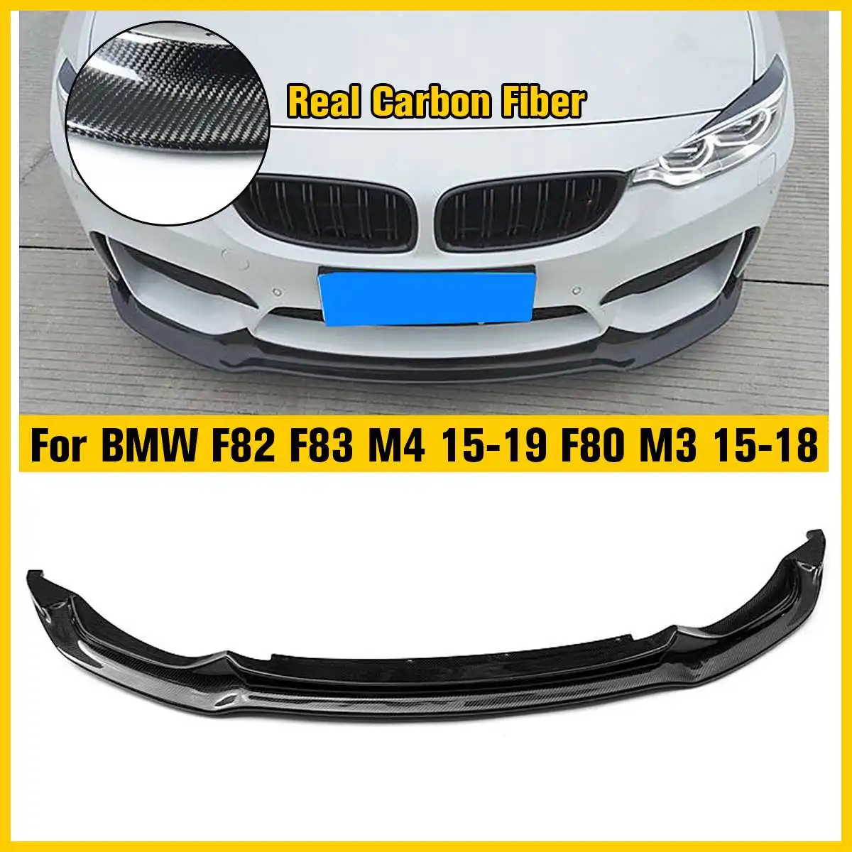 

NEW 1PCS Real Carbon Fiber Front Lip Auto Racing Car Front bumper Lip Spoiler for BMW F80 F82 F83 M3 M4 2015 - 2018