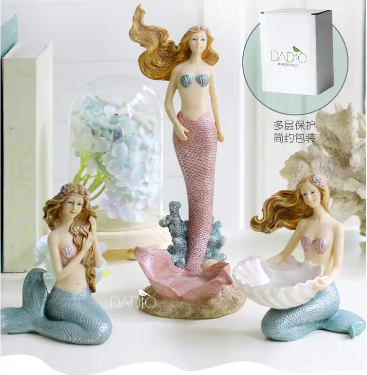 

Retro Kawaii Mermaid home decor crafts room decoration handicraft beauty girls ornament porcelain figurines kids party gifts