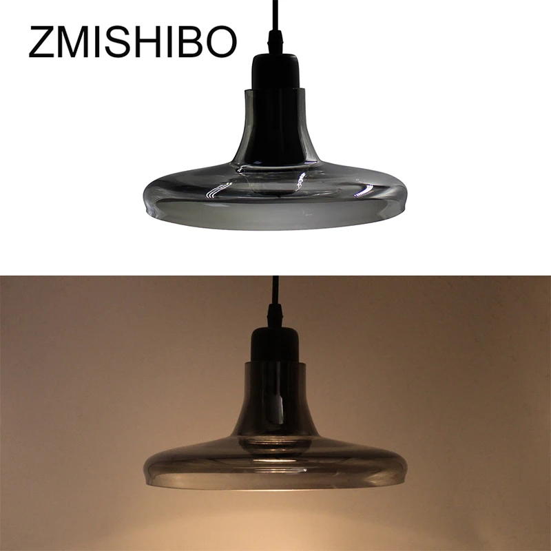  ZMISHIBO European Style Glass Pendant Lamp 100-240V E27 Socket Single Smoke Gray Ceiling Mounted Ba - 32840667223
