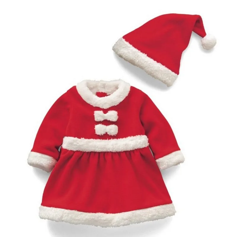 Christmas Baby Santa Claus Costume Baby Cosplay Winter Romper Long Sleeve Toddler Girls Red Romper Cute Infant Baby Winter Dress