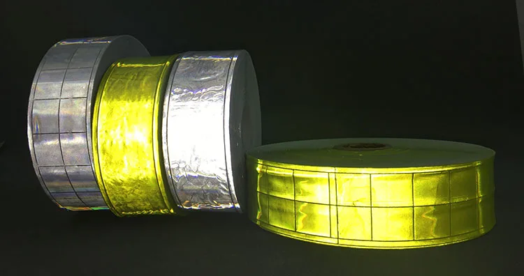 5cm50Meter High visibility Reflective Strips Fluorescent PVC Strip Safety Warning Fabric Sewing Material for Clothing Bag (7)