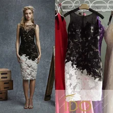 Vestidos De Novia Black & White Sleeveless Durchsichtig Spitze Cocktailkleider Knielangen Mantel Mädchen Party Kleider CPCD14