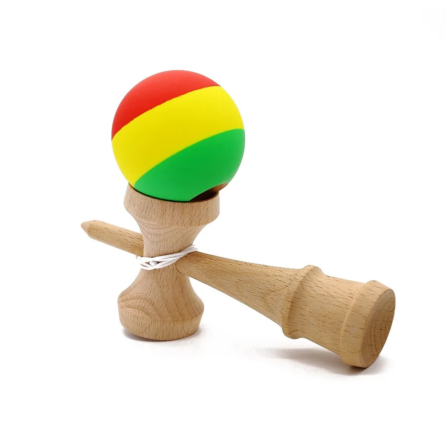 Полосатый резиновая кендама эластичный матовый Профессиональный Kendama деревянная игрушка искусный мячик для жонглирования игра игрушка подарок для детей и взрослых