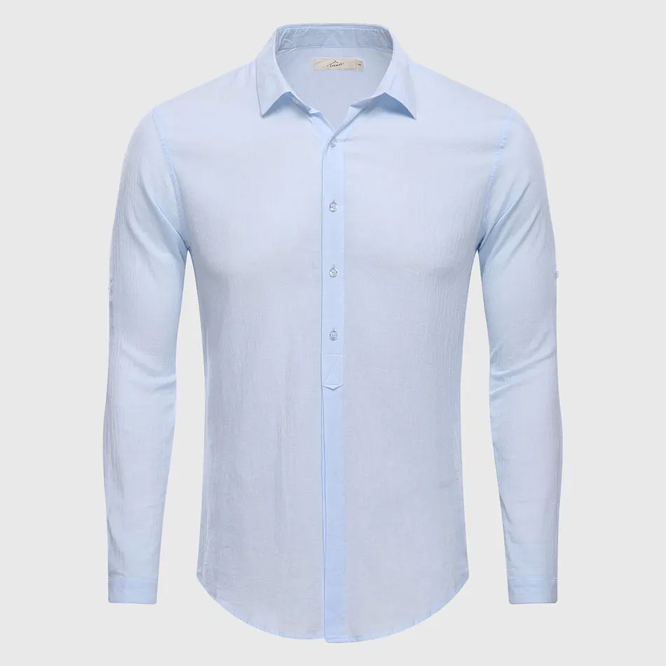 Meilleur Coton Chemise En Lin Occasionnels Hawaii Aloha Solide D été Slim Fit Hommes Chemise