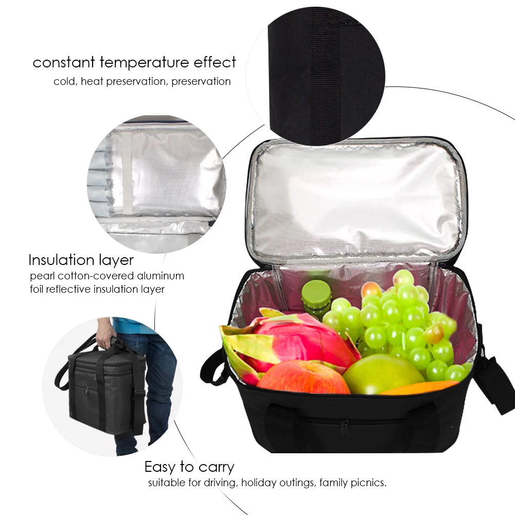 Bolsa de Ombro Bolsa de Piquenique Bloco de Gelo de Alimentos Grandes Camadas Duplas Bolsa Térmico Isolamento Veículo Grande Fresco 6 High Quality Esporte e Lazer