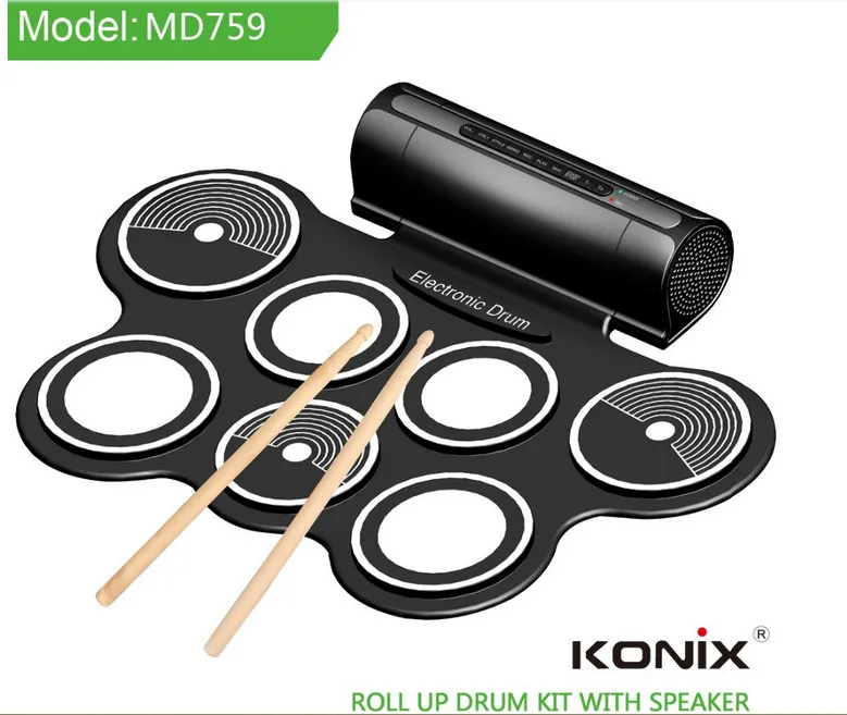 Горячая KONIX MD759 цифровой складные портативные 7 пэду музыкальных инструментов