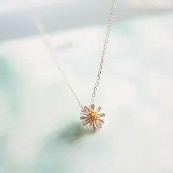 100% 925 sterling silver daisy chain necklace Pendant Fashion jewelry accessory