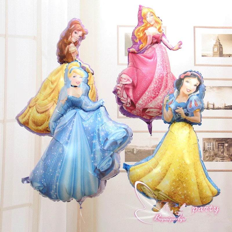 

1pc Large size Princess Foil Balloon large Aurora Cinderella Baby Girl Happy Birthday Party Decoration Big Helium Foil Balloons