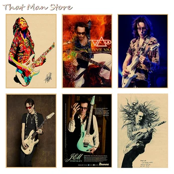 

STEVE VAI Vintage Retro rock band music Guitar Matte Kraft Paper Antique Poster Wall Sticker Home Decora 30*21cm