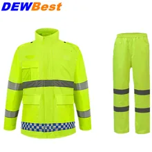 DEWBEST Уличная пошлина люминесцентный желтый светоотражательный защитный дождевик брюки костюм и воздушный транспорт сплит