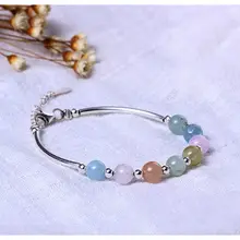 Милый браслет из стерлингового серебра 925 пробы, качественный браслет карамельного цвета с натуральным камнем Моргана, подарок, серебряный браслет для женщин