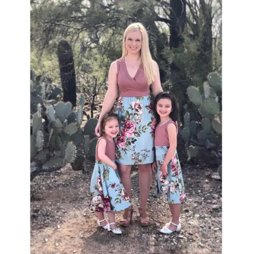 

Family Matching Outfits Mother and Daughter Matching Girls Outfits Clothes Sleeveless Dresses