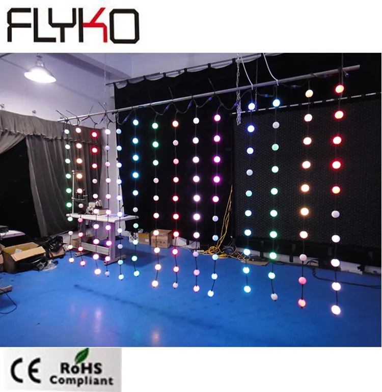 

Free shipping outdoor led video curtain decoration for concert waterproof 51mm led pixel ball dmx