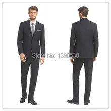 Новое поступление темно- шерсть 2 шт.(куртка t+ Штаны) две кнопки лацкан с тупым углом с одной отверстия Темно-костюмы для мужчин