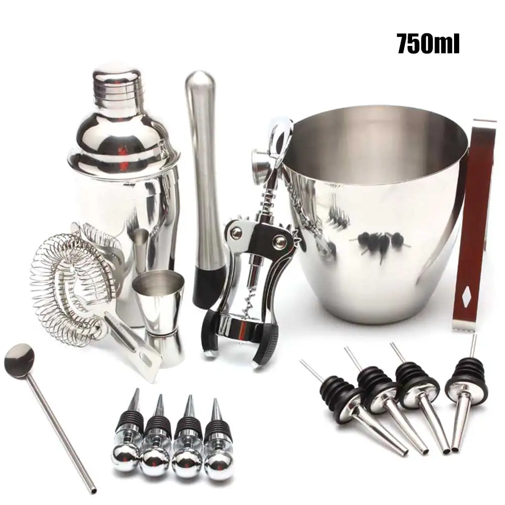

16pcs Cocktail Mixer Ices Clip Bucket Bottle Opener Muddler Bar Tools Set cocktail shaker Kit per cocktail in acciaio inox UYT