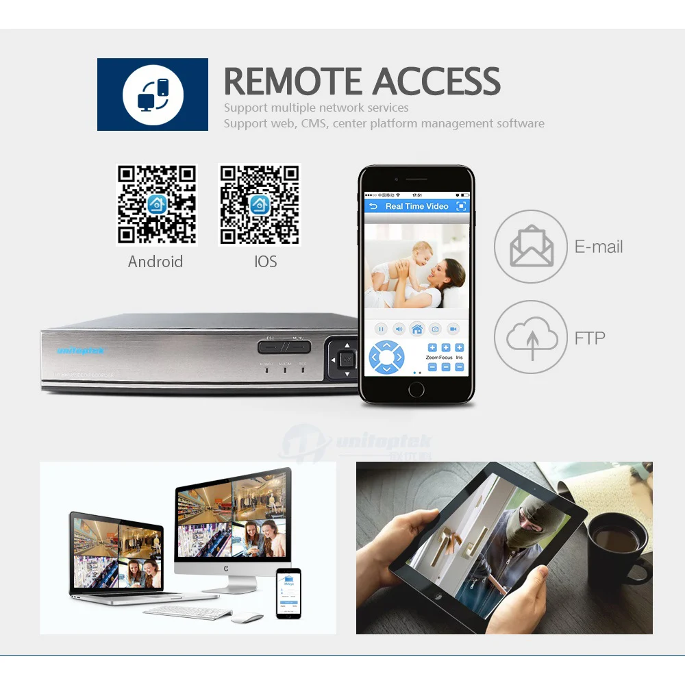  4CH HD 4*5MP/ 8*4MP 48V POE NVR H.265 Security Surveillance CCTV NVR P2P ONVIF Network Video Record