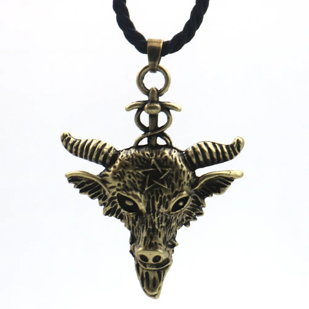 Сабаптический Амулет из козы, ожерелье из Бафомета, ожерелье с кулоном, голова ОЗУ, Готическая пентаграмма, Готическая ведьма, колдовство, ювелирные изделия wicca