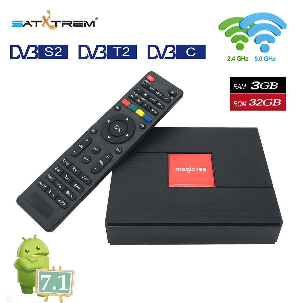 

C400 Plus Hybird S2+T2 +C TV Box Android 7.1.2 Amlogic S912 3GB RAM 32GB ROM Set Top Box 2.4G/5G WiFi 100M Bluetooth Set top box