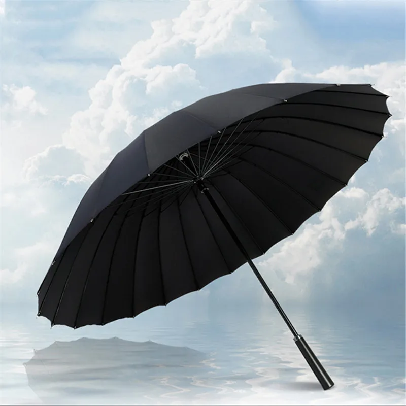 Mrosaa 24 ребра автоматический открытый зонт для гольфа мужской коммерческий компактный большой сильный каркас ветрозащитный 24 ребра Нежный черный Зонты
