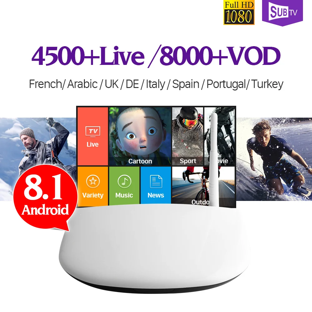 

Leadcool Q1304 IPTV Subscription France Code Android 8.1 Full HD Sansat IPTV France Germany Belgium Portugal Spain Turkey IP TV