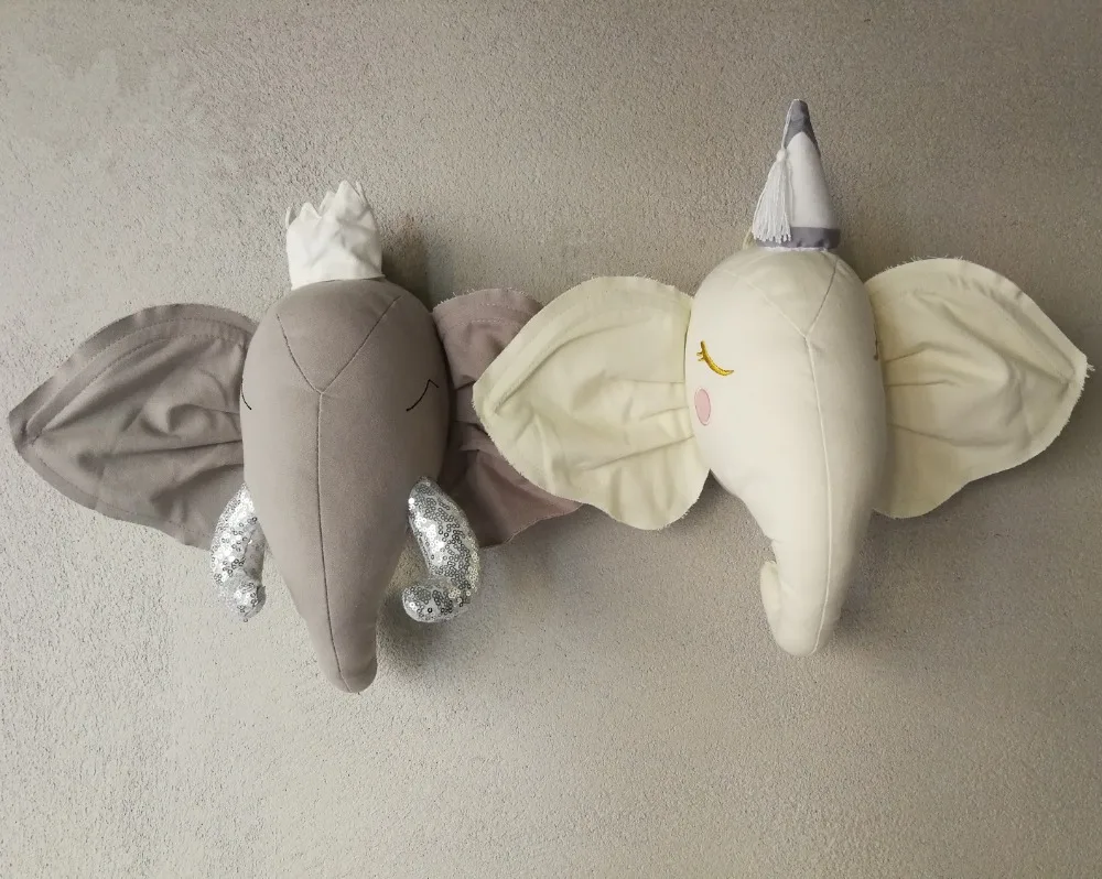 Милые животные голова слона настенное крепление игрушки Детская комната настенное украшение кукла произведение искусства настенные подвесные игрушки фото реквизит