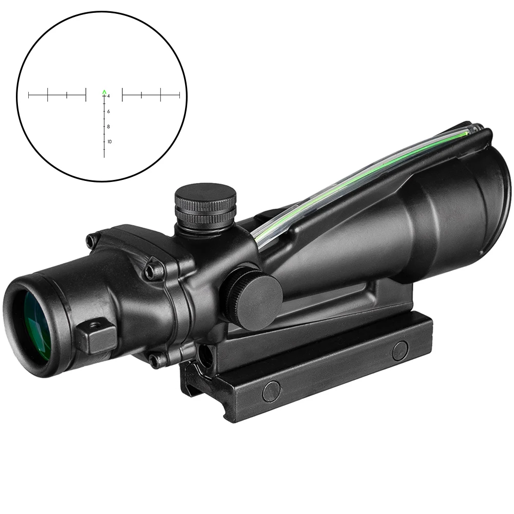 ACOG 5x35 охотничий прицел двойной подсветкой шеврон Красный Зеленый Крест оптоволоконный прицел Сетка Тактический винтовка Оптический прицел - Цвет: BG-Chevron