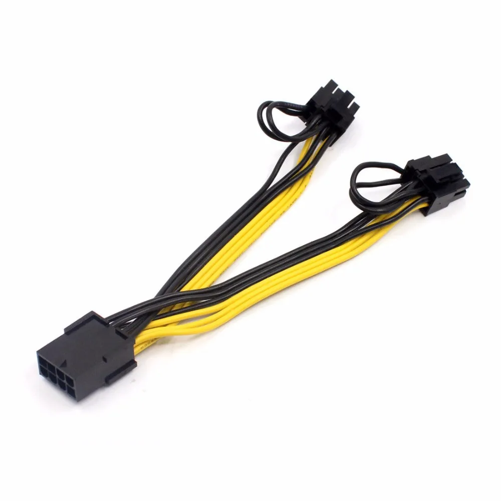 30cm PCI-E PCIE 8pin Female to 2 Port Dual 8pin 6+2p Male GPU Graphics Video Card Power Cable Cord 18AWG Wire for Mining Miner