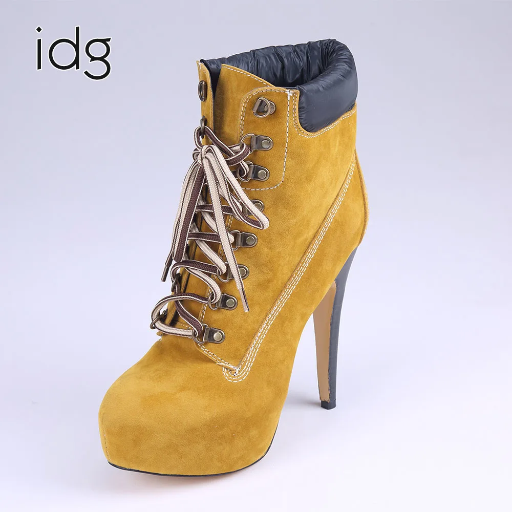 

Idg Brand Winter Ankle For Women Heel Short Boots Solid High Waterproof shoes woman