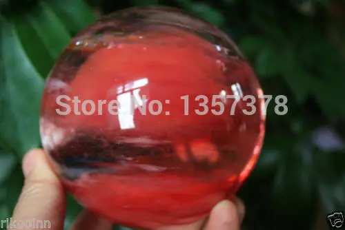 

huij 00328 105mm Pretty Clear Red Smelt Quartz Crystal Sphere Ball w Rainbow