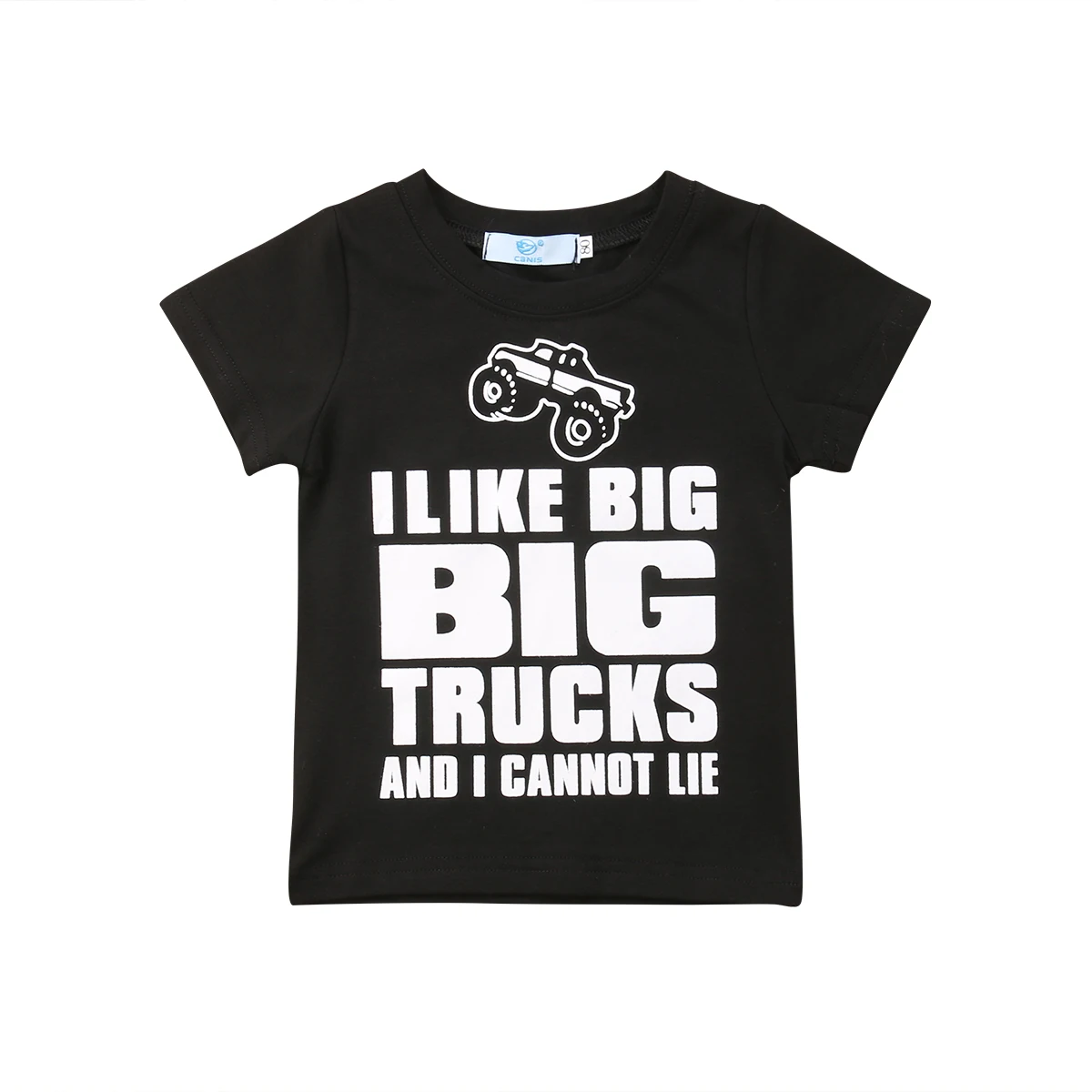 

2018 Kid Baby Boy Girl Letters Print Tops Short Sleeve Big Trucks Black T-shirt Summer Casual Clothes