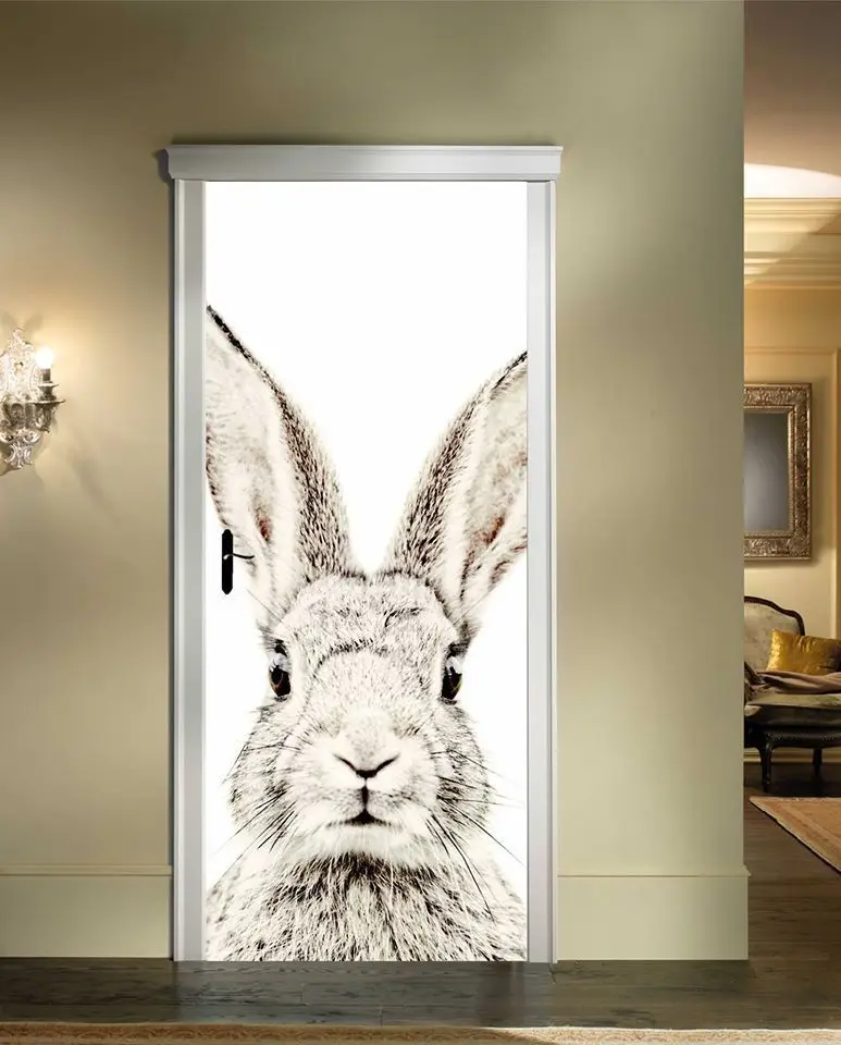 

DIY 3D Wall Sticker Mural Home Decor cute Rabbit Art Removable Door Sticker decole 77*200cm